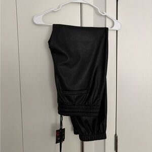 n Philanthropy Black Leather Jogger Pants